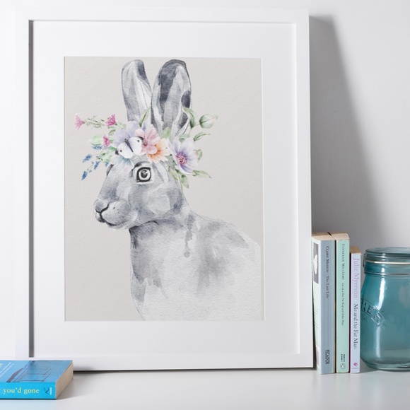 Wall Art Watercolor Bunny Print Poster Unframed - Picture 4 of 16